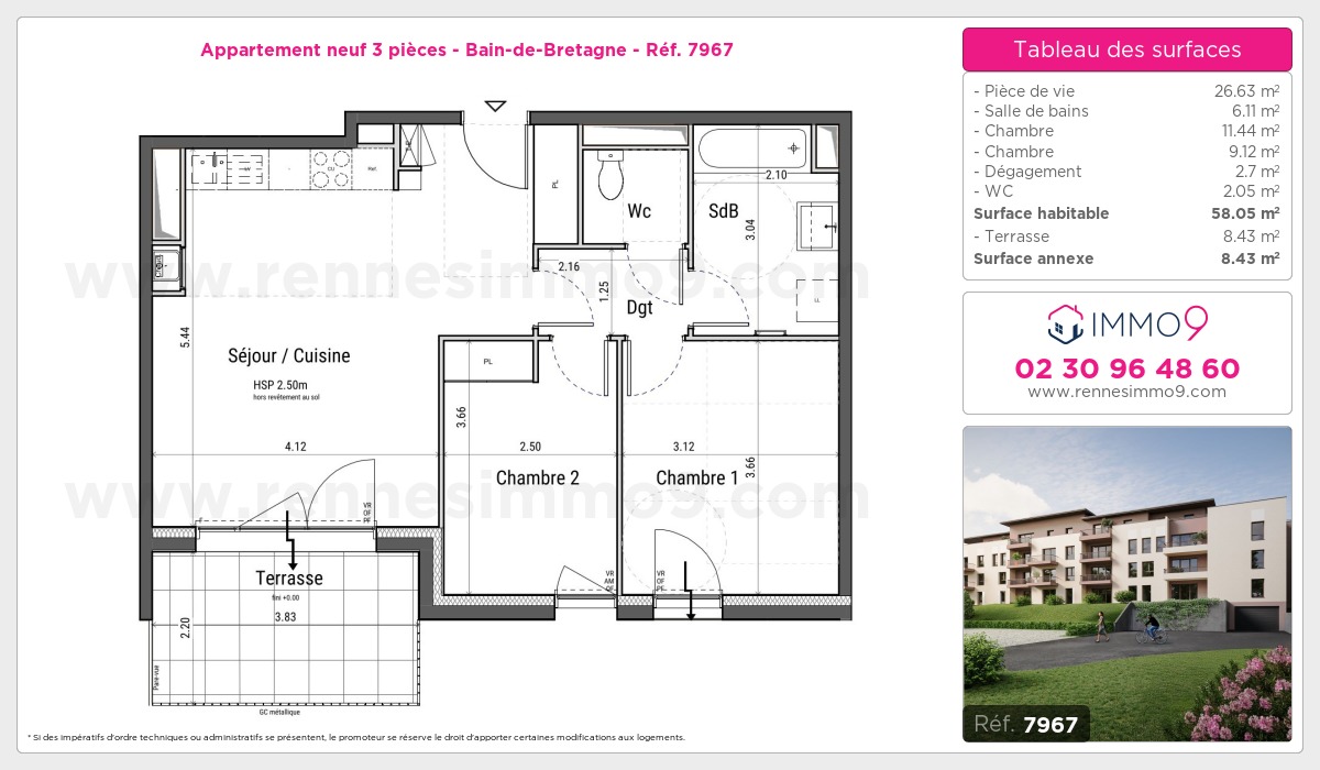 Plan et surfaces, Programme neuf Bain-de-Bretagne Référence n° 7967