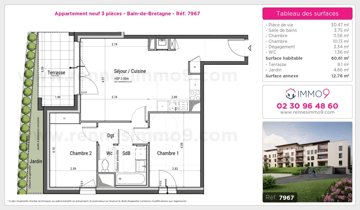 Plan et surfaces, Programme neuf Bain-de-Bretagne Référence n° 7967