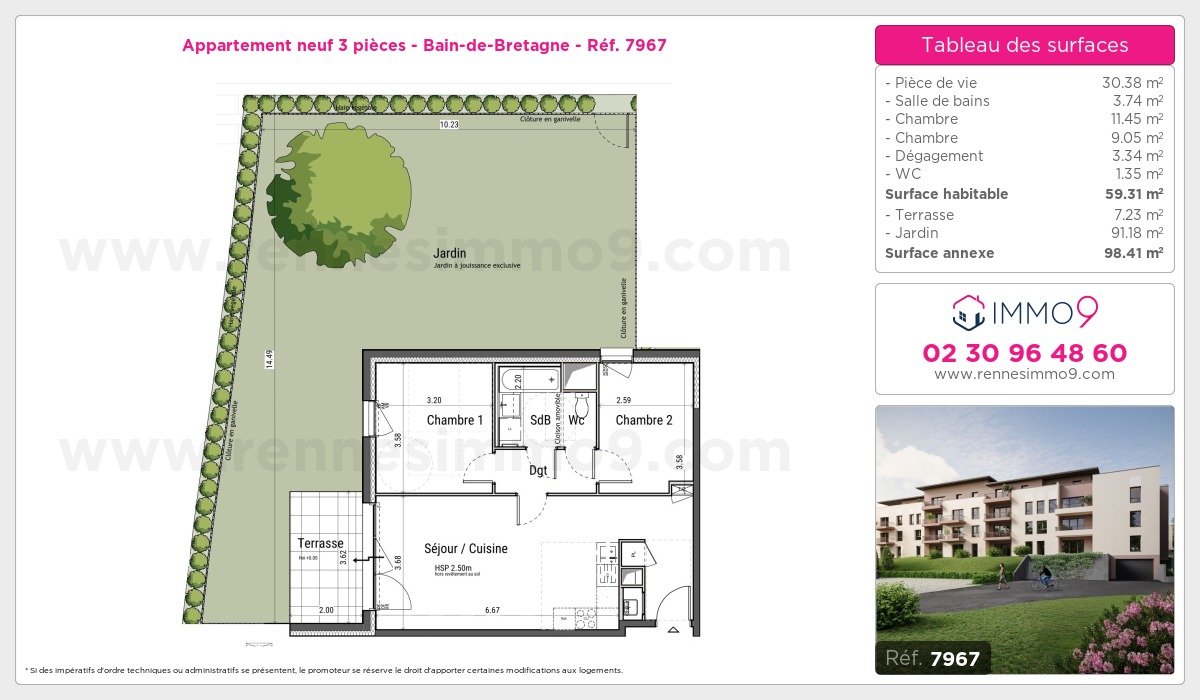 Plan et surfaces, Programme neuf Bain-de-Bretagne Référence n° 7967