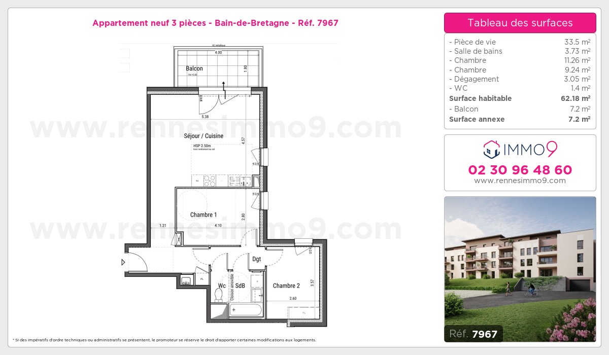 Plan et surfaces, Programme neuf Bain-de-Bretagne Référence n° 7967
