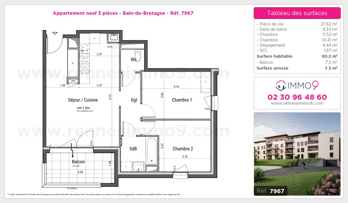 Plan et surfaces, Programme neuf Bain-de-Bretagne Référence n° 7967