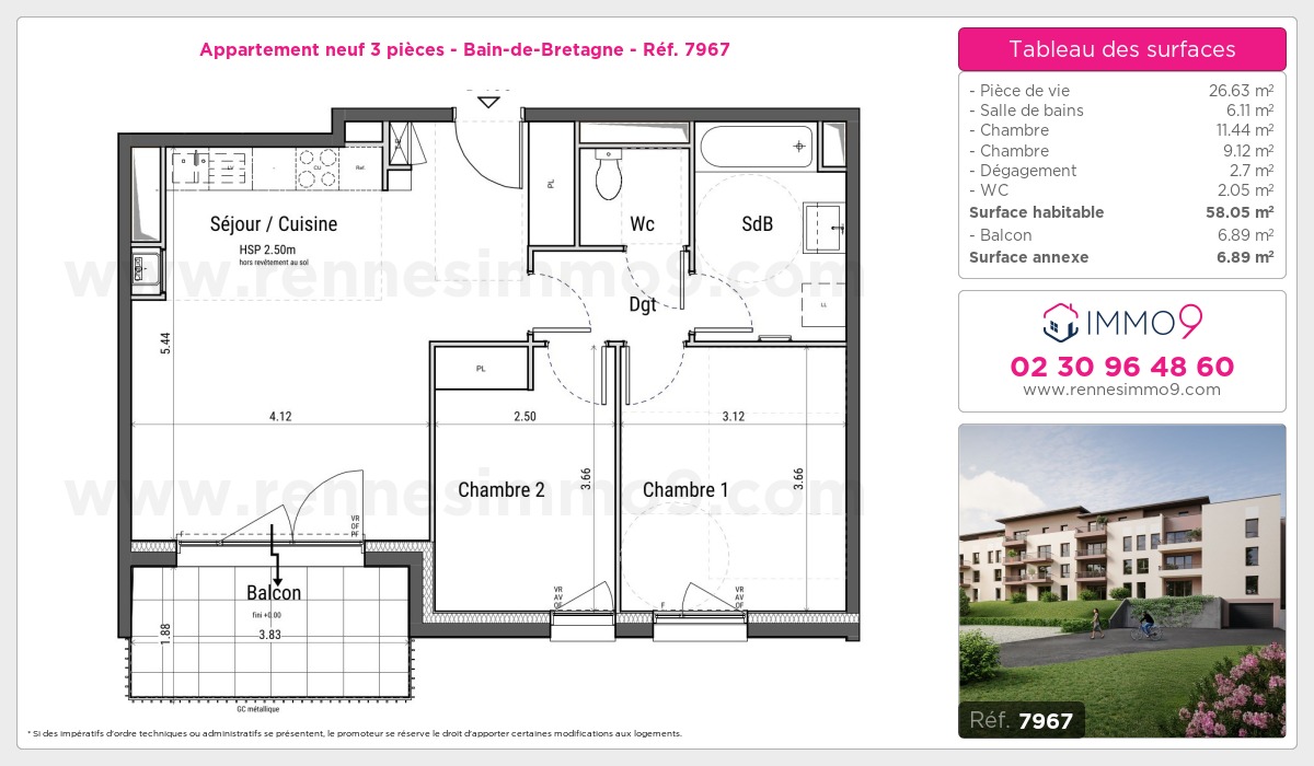 Plan et surfaces, Programme neuf Bain-de-Bretagne Référence n° 7967