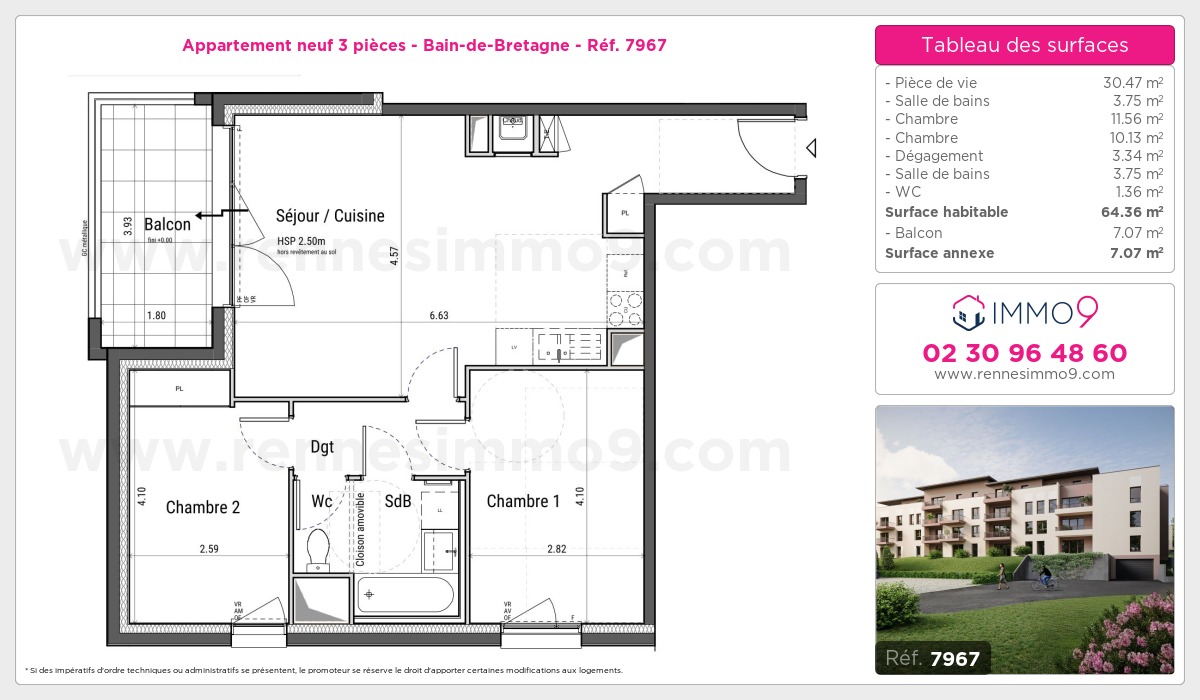 Plan et surfaces, Programme neuf Bain-de-Bretagne Référence n° 7967