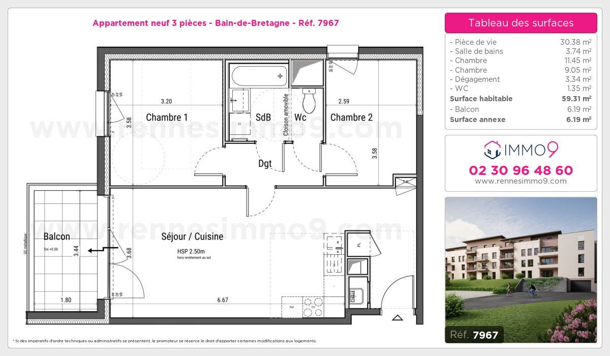 Plan et surfaces, Programme neuf Bain-de-Bretagne Référence n° 7967