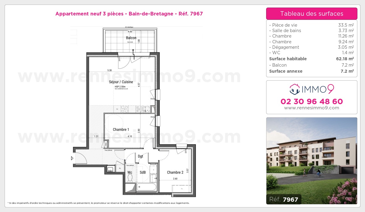 Plan et surfaces, Programme neuf Bain-de-Bretagne Référence n° 7967