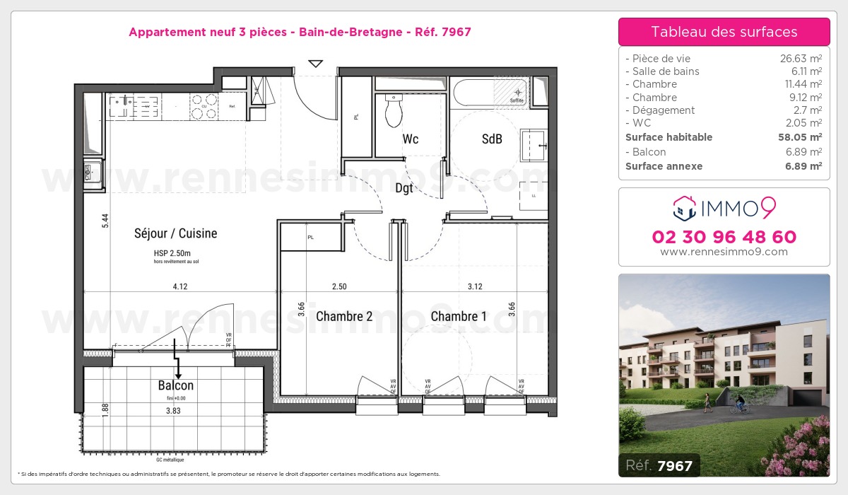Plan et surfaces, Programme neuf Bain-de-Bretagne Référence n° 7967
