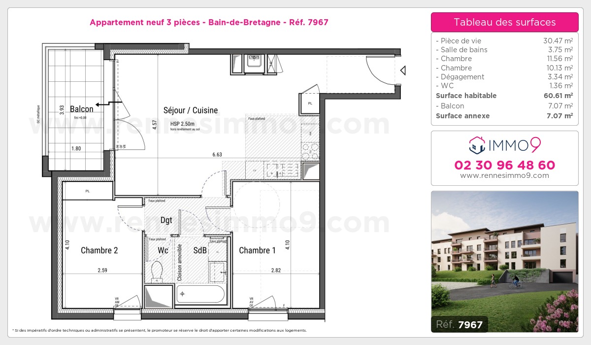 Plan et surfaces, Programme neuf Bain-de-Bretagne Référence n° 7967