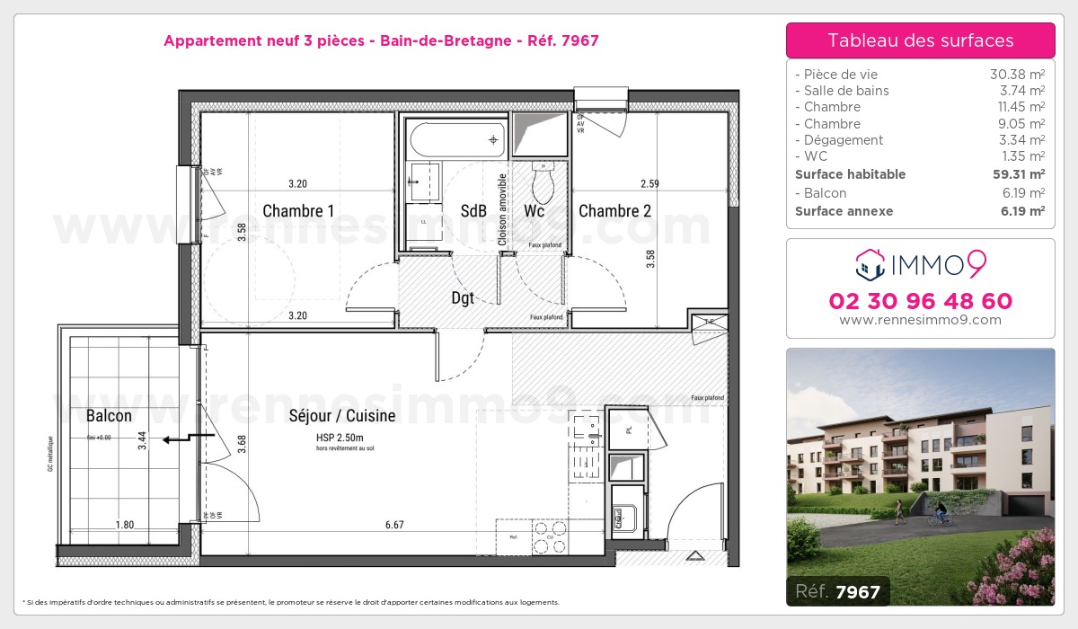 Plan et surfaces, Programme neuf Bain-de-Bretagne Référence n° 7967