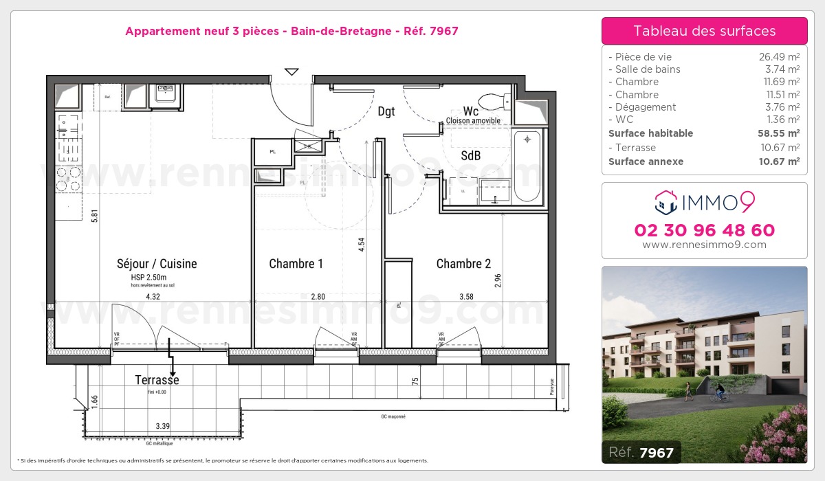Plan et surfaces, Programme neuf Bain-de-Bretagne Référence n° 7967