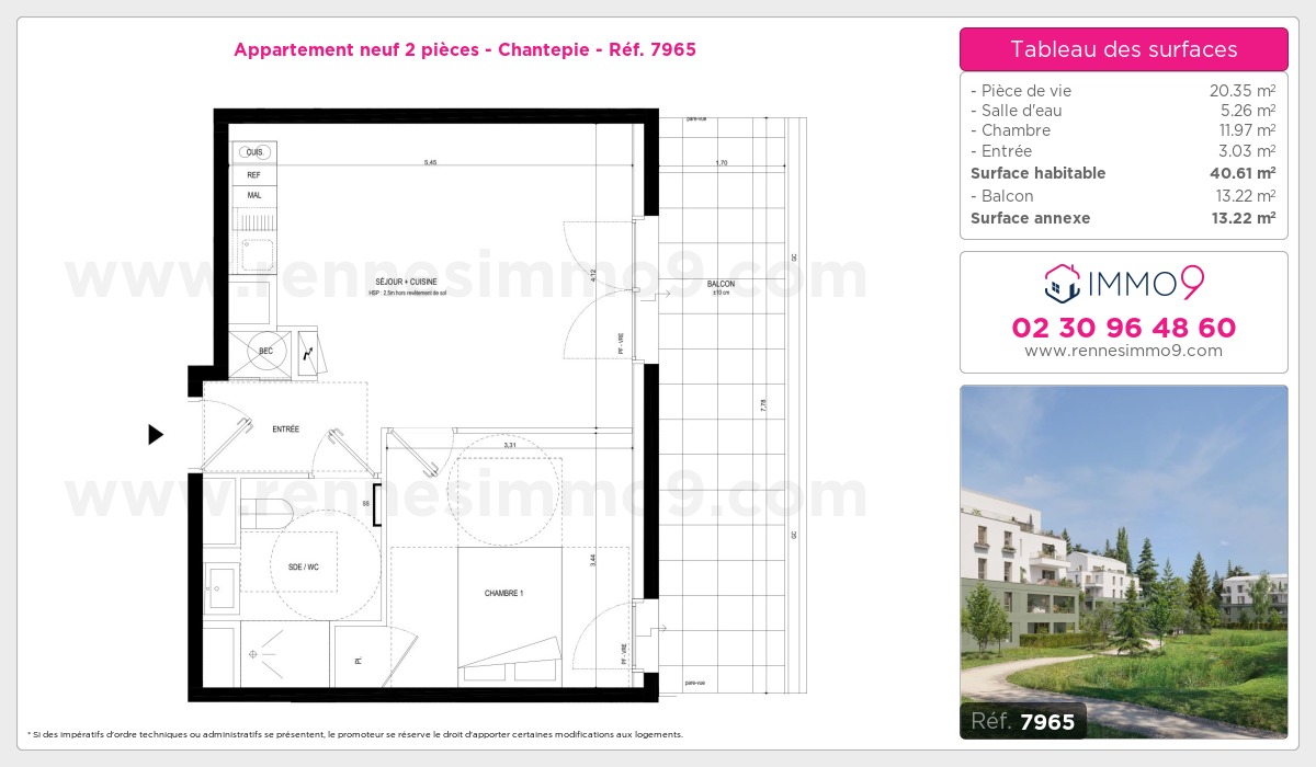 Plan et surfaces, Programme neuf Chantepie Référence n° 7965