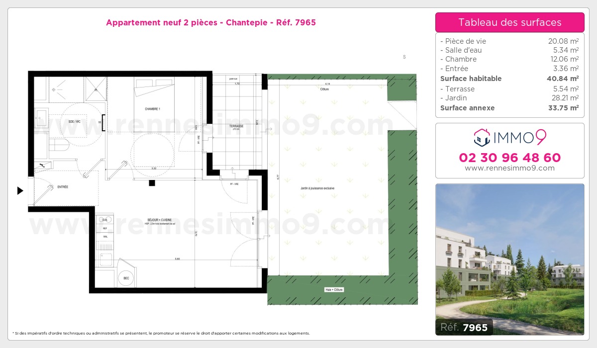 Plan et surfaces, Programme neuf Chantepie Référence n° 7965