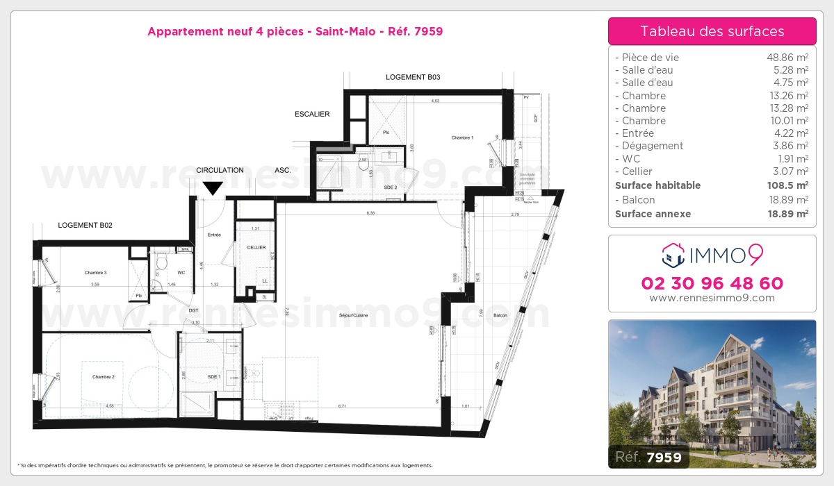 Plan et surfaces, Programme neuf Saint-Malo Référence n° 7959