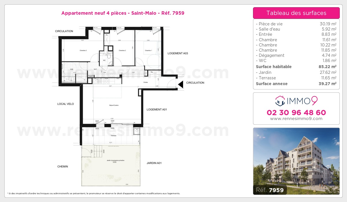 Plan et surfaces, Programme neuf Saint-Malo Référence n° 7959