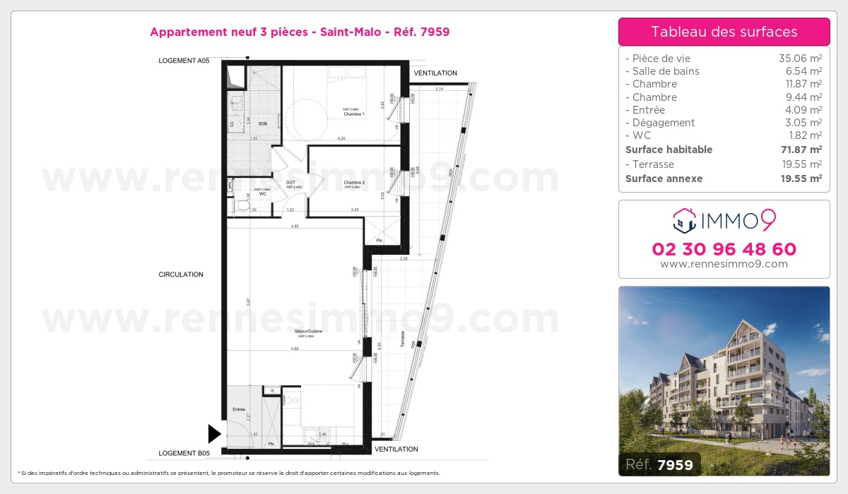 Plan et surfaces, Programme neuf Saint-Malo Référence n° 7959