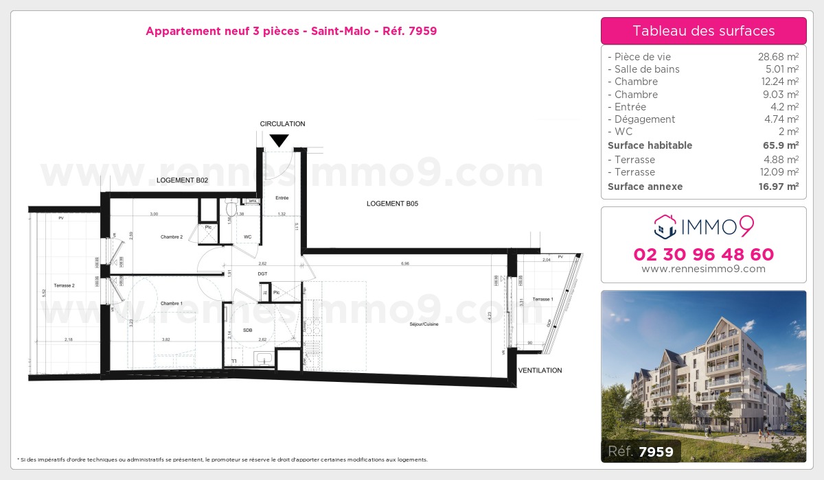 Plan et surfaces, Programme neuf Saint-Malo Référence n° 7959