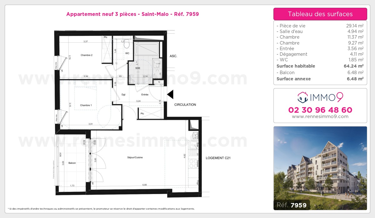 Plan et surfaces, Programme neuf Saint-Malo Référence n° 7959