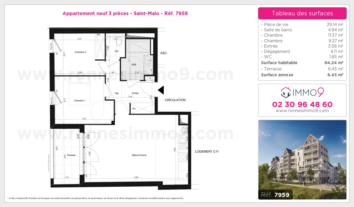 Plan et surfaces, Programme neuf Saint-Malo Référence n° 7959