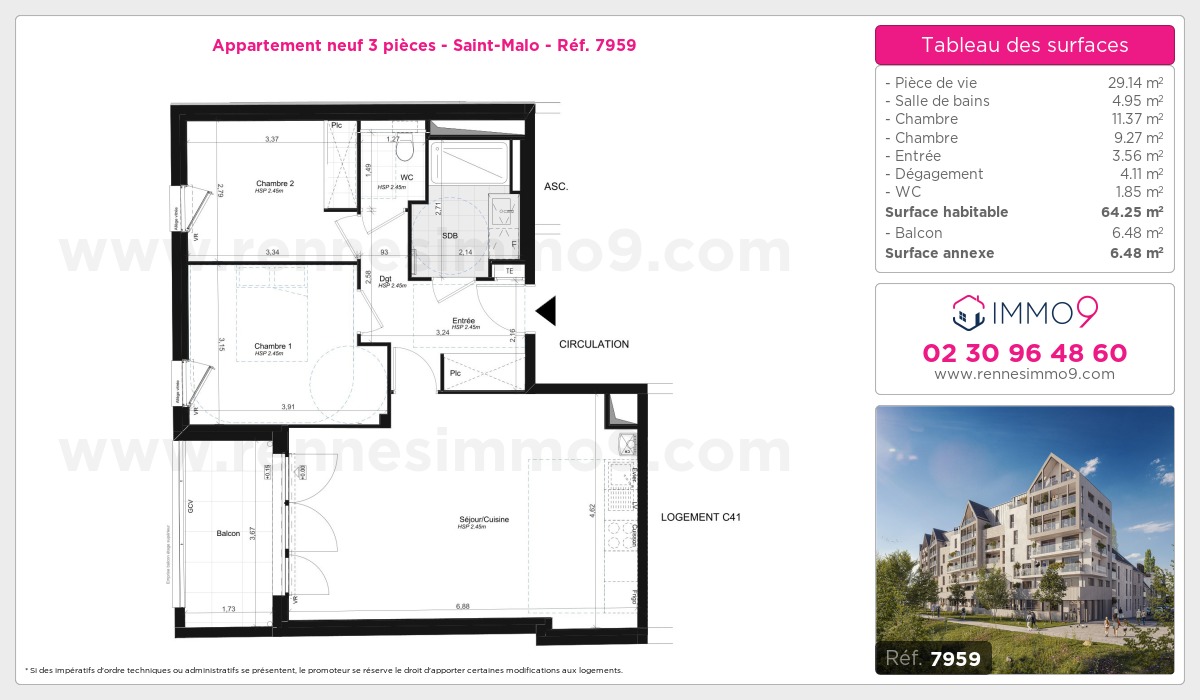 Plan et surfaces, Programme neuf Saint-Malo Référence n° 7959