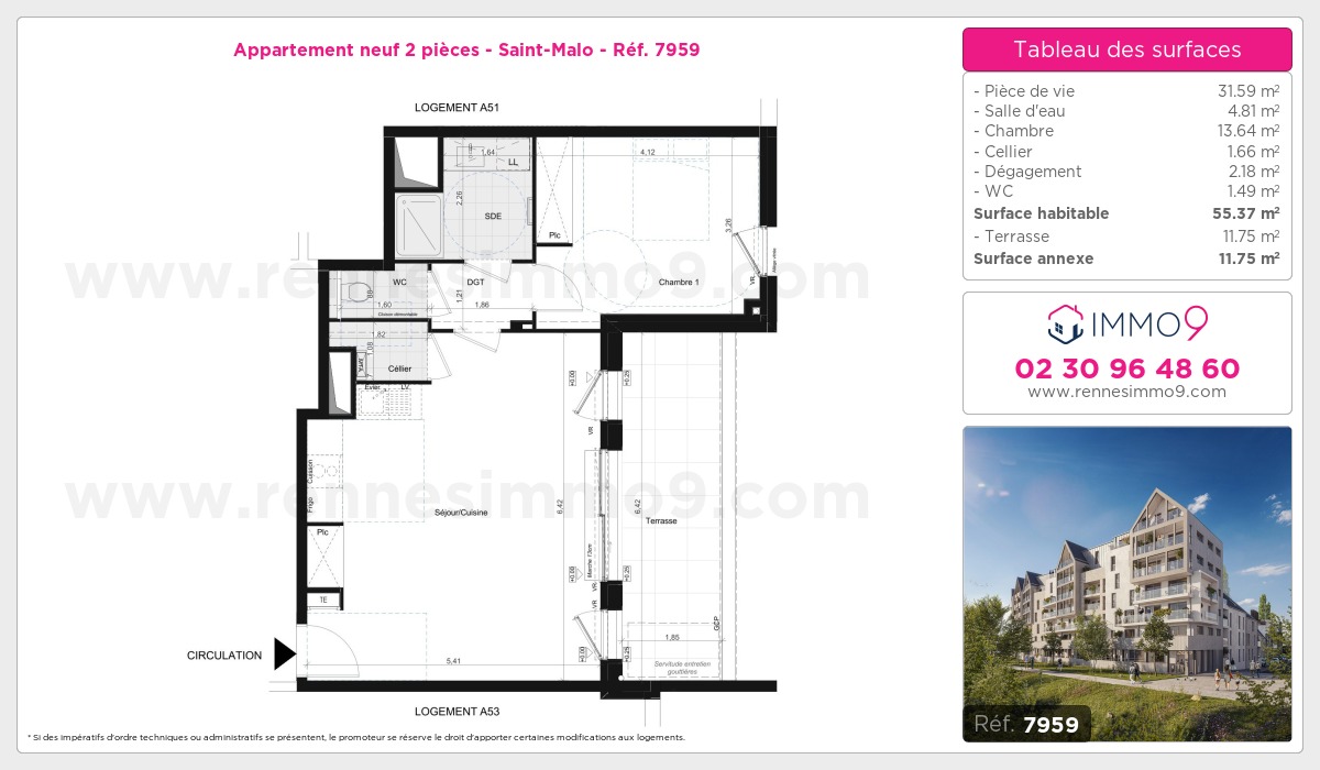 Plan et surfaces, Programme neuf Saint-Malo Référence n° 7959