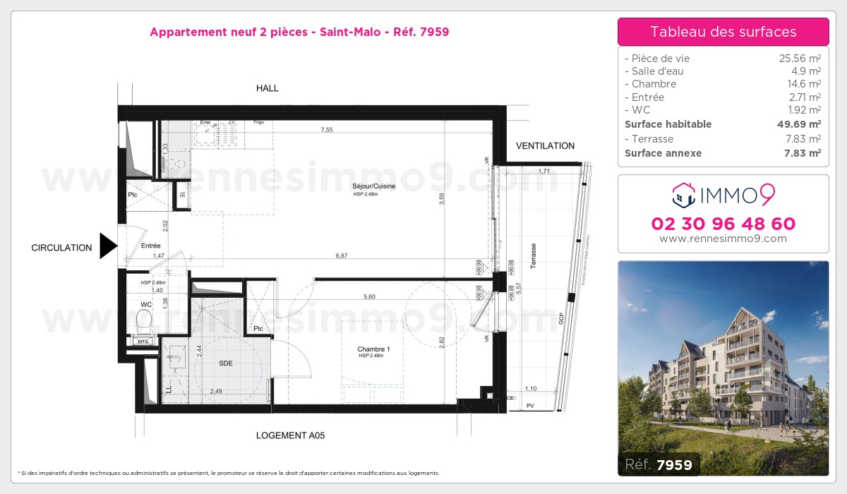 Plan et surfaces, Programme neuf Saint-Malo Référence n° 7959