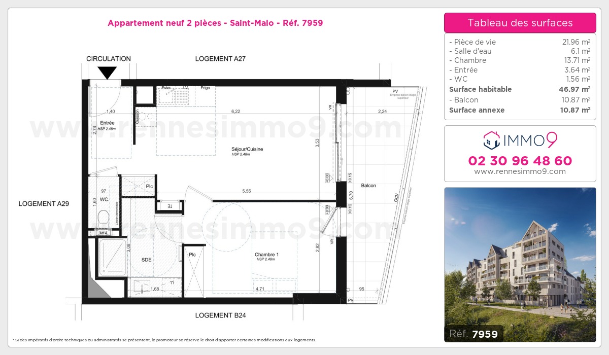 Plan et surfaces, Programme neuf Saint-Malo Référence n° 7959