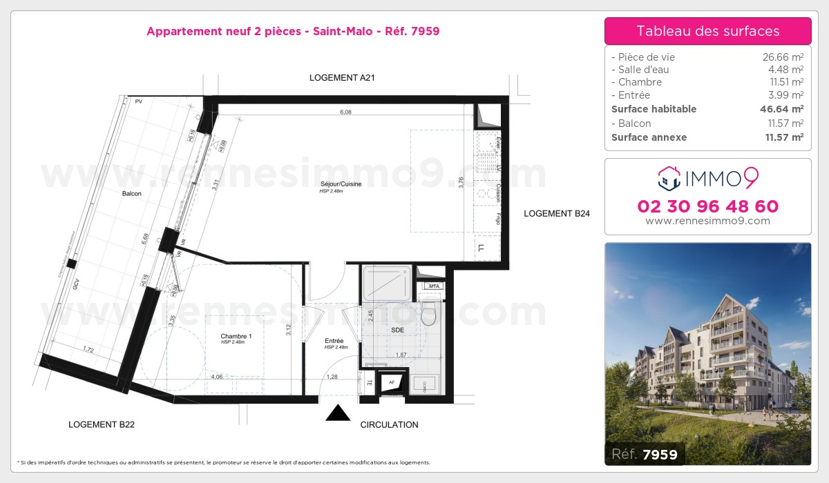 Plan et surfaces, Programme neuf Saint-Malo Référence n° 7959