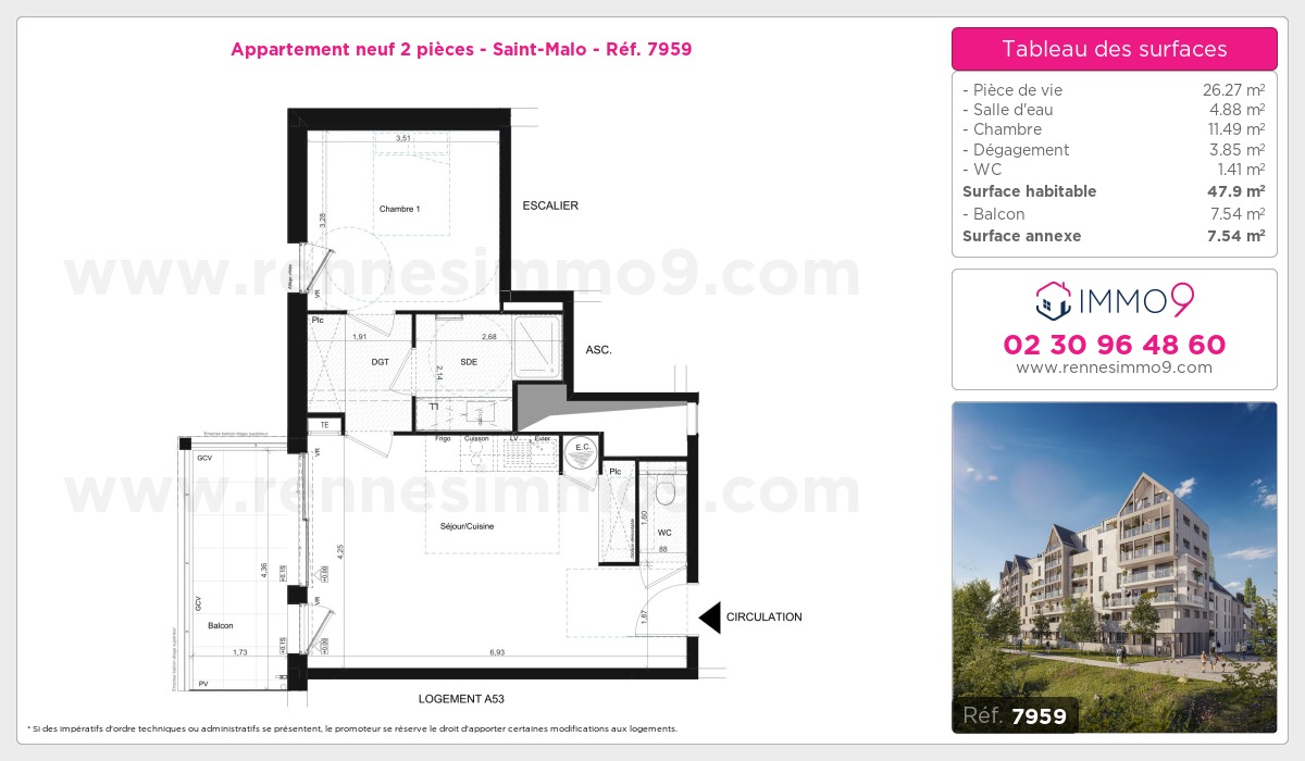 Plan et surfaces, Programme neuf Saint-Malo Référence n° 7959