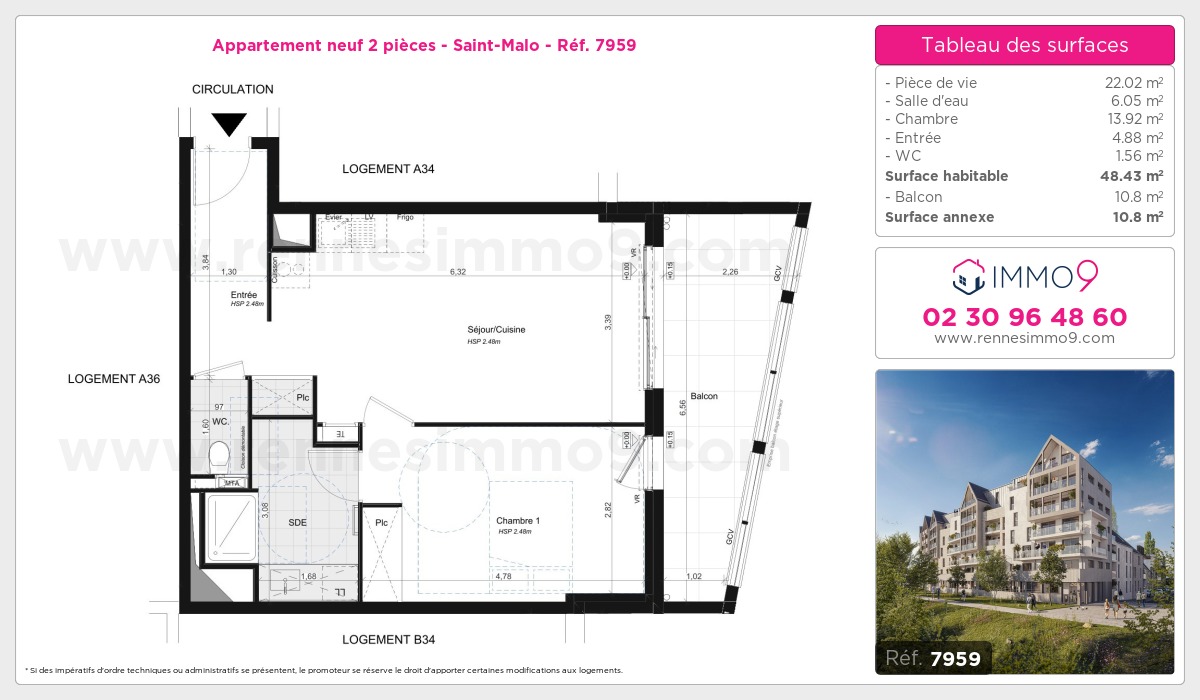 Plan et surfaces, Programme neuf Saint-Malo Référence n° 7959