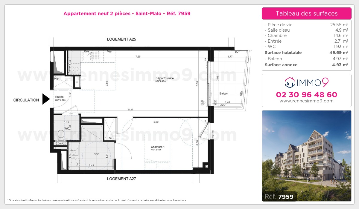 Plan et surfaces, Programme neuf Saint-Malo Référence n° 7959