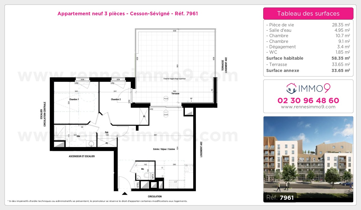 Plan et surfaces, Programme neuf Cesson-Sévigné Référence n° 7961