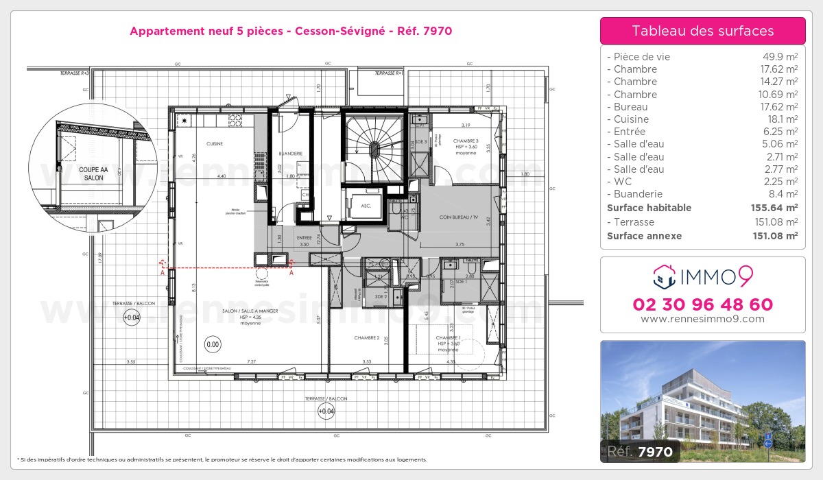 Plan et surfaces, Programme neuf Cesson-Sévigné Référence n° 7970
