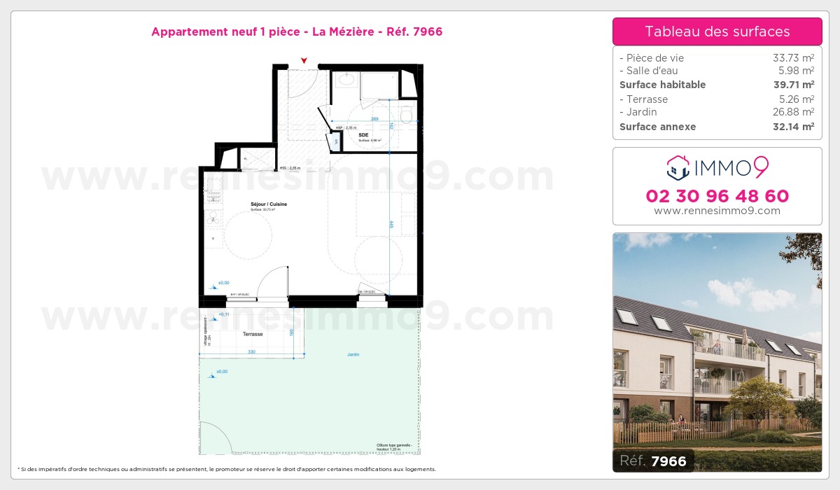 Plan et surfaces, Programme neuf Mézière Référence n° 7966