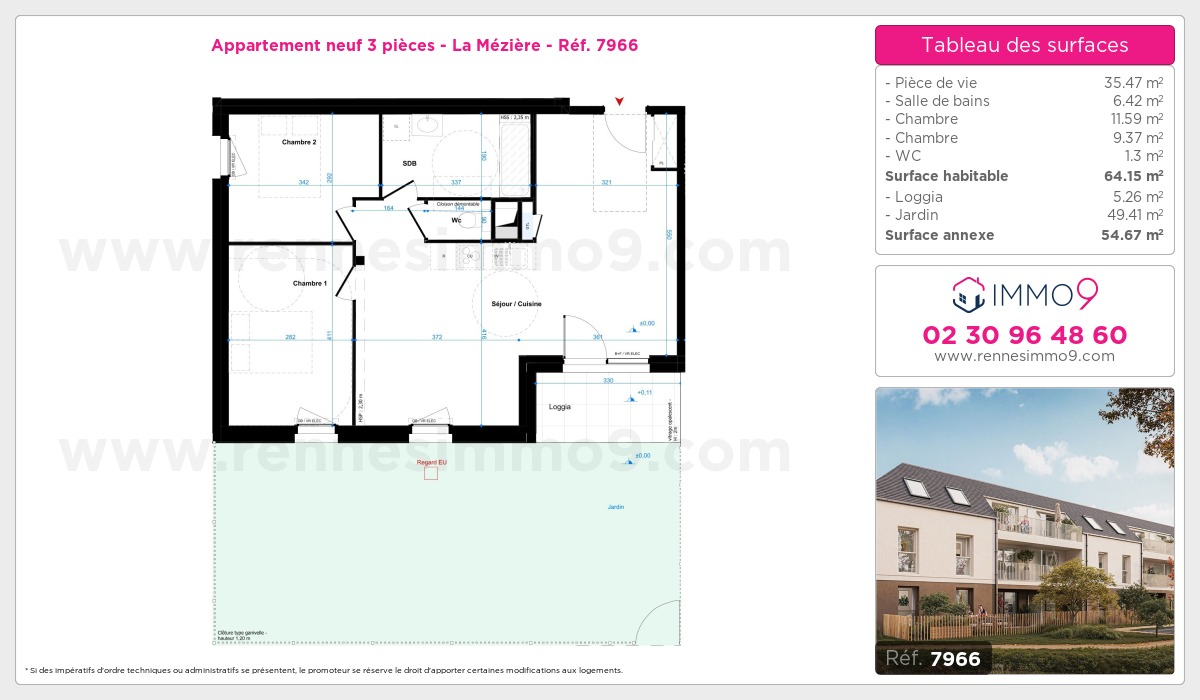 Plan et surfaces, Programme neuf Mézière Référence n° 7966