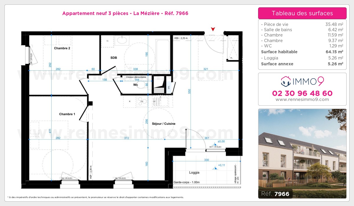 Plan et surfaces, Programme neuf Mézière Référence n° 7966
