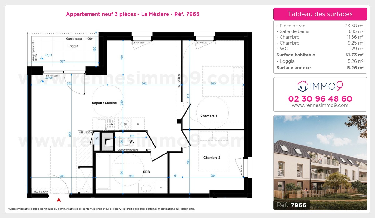 Plan et surfaces, Programme neuf Mézière Référence n° 7966