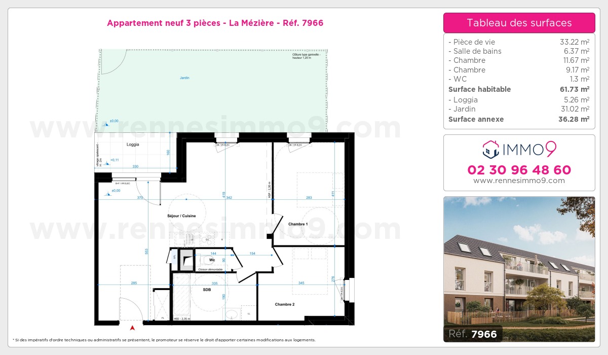 Plan et surfaces, Programme neuf Mézière Référence n° 7966