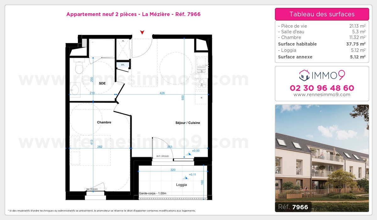 Plan et surfaces, Programme neuf Mézière Référence n° 7966
