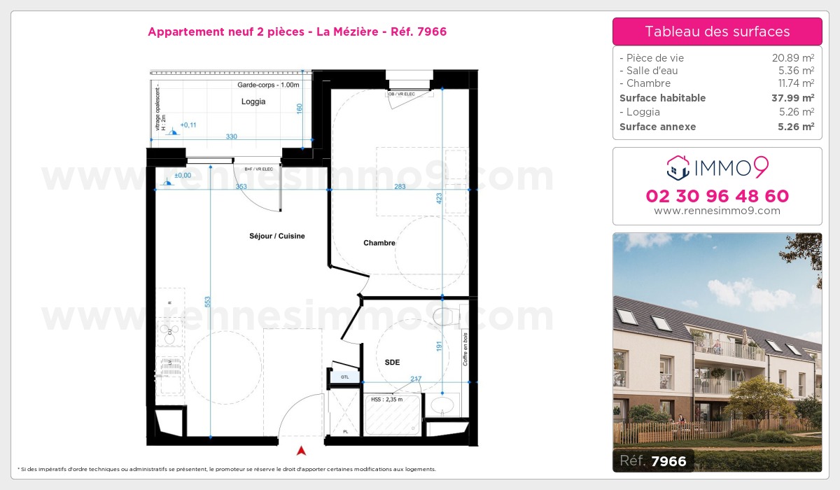 Plan et surfaces, Programme neuf Mézière Référence n° 7966