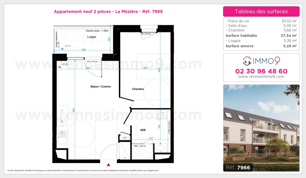 Plan et surfaces, Programme neuf Mézière Référence n° 7966