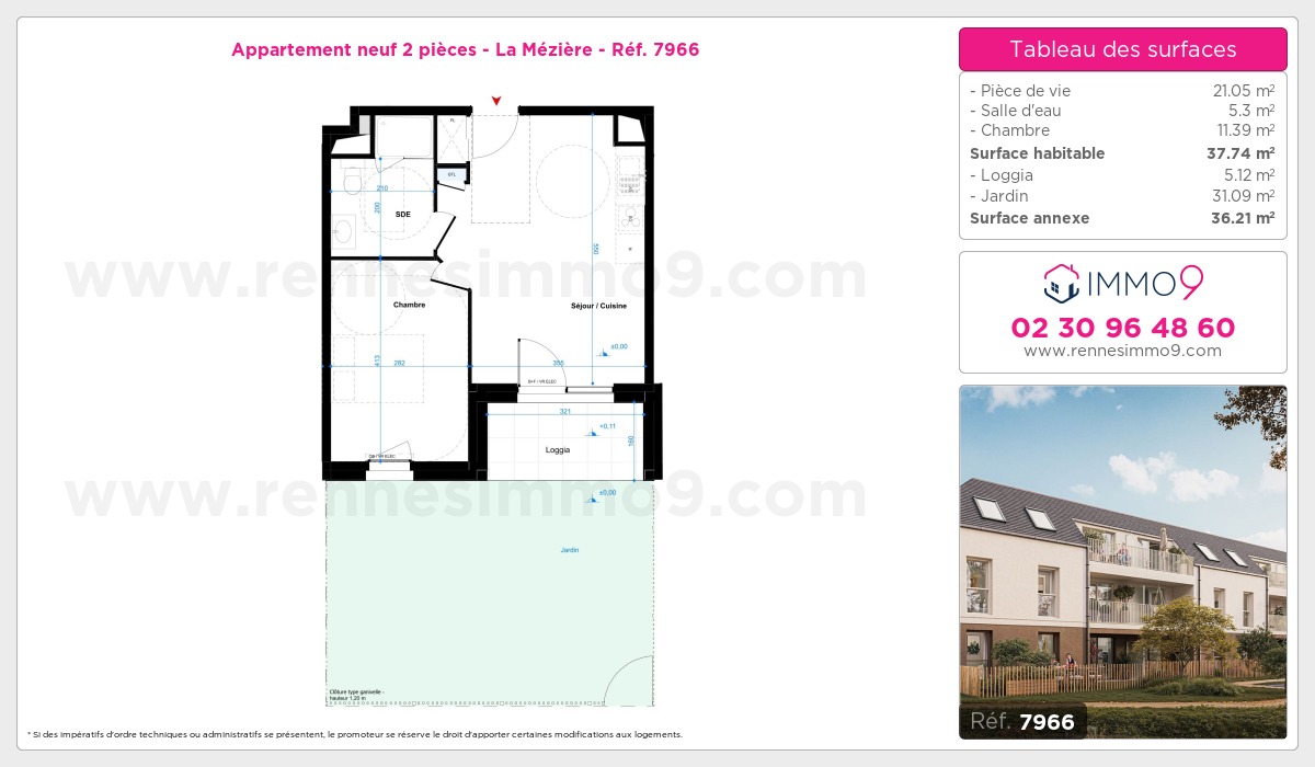 Plan et surfaces, Programme neuf Mézière Référence n° 7966