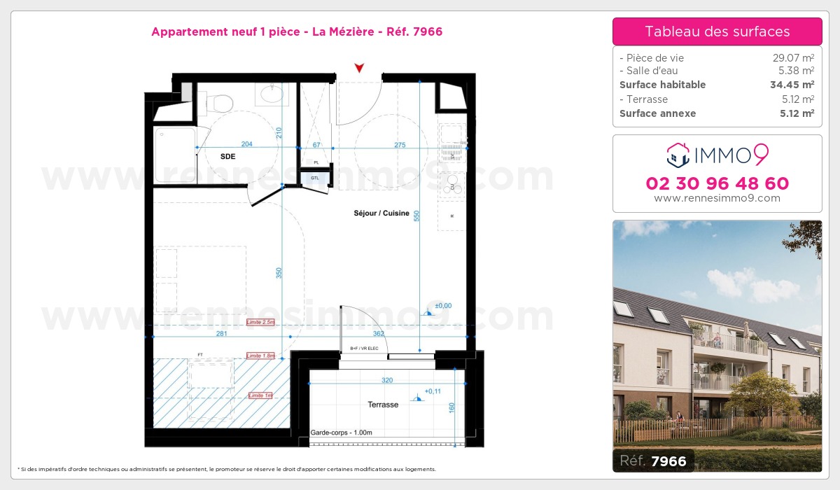 Plan et surfaces, Programme neuf Mézière Référence n° 7966