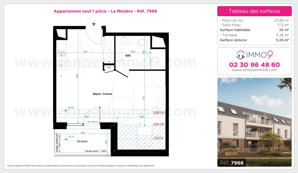 Plan et surfaces, Programme neuf Mézière Référence n° 7966