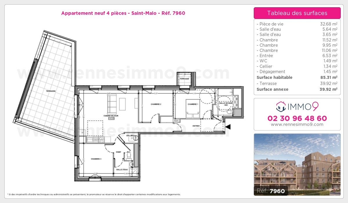 Plan et surfaces, Programme neuf Saint-Malo Référence n° 7960