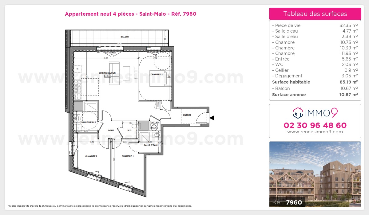 Plan et surfaces, Programme neuf Saint-Malo Référence n° 7960