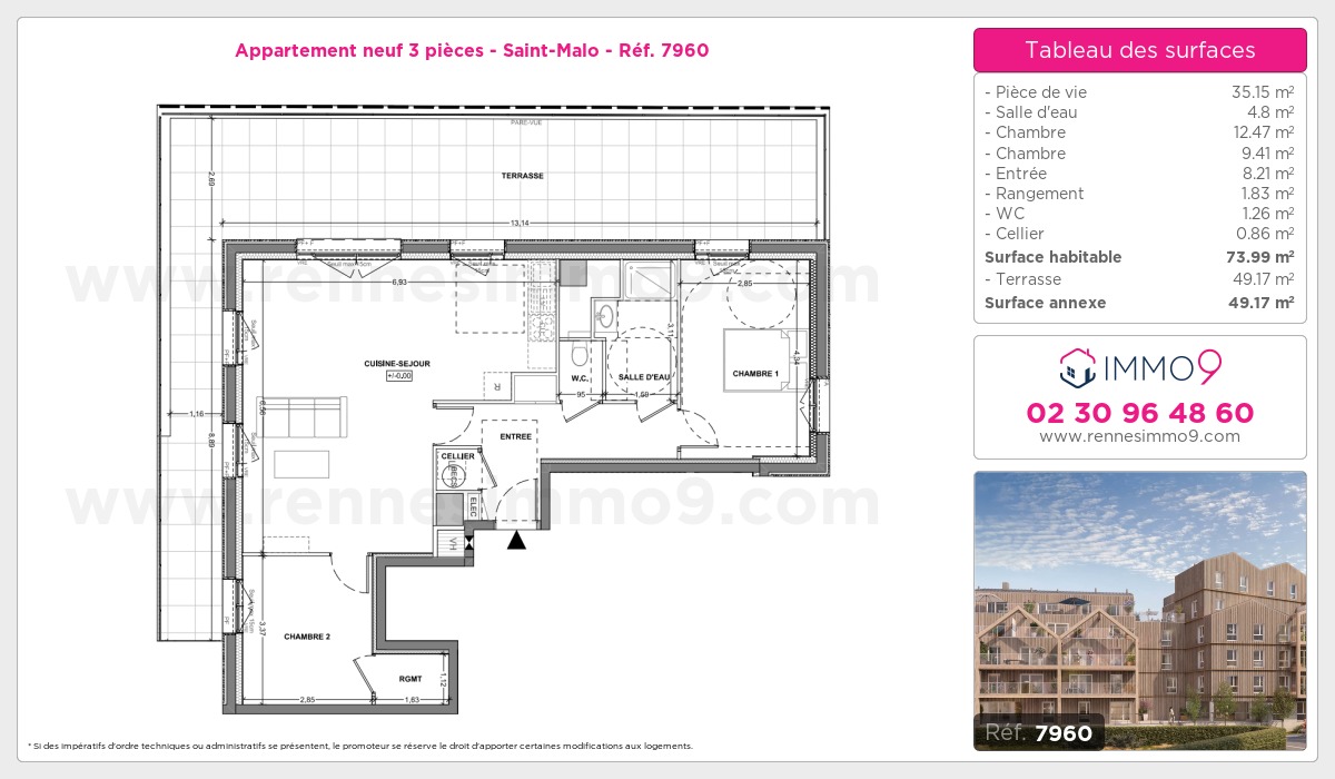 Plan et surfaces, Programme neuf Saint-Malo Référence n° 7960