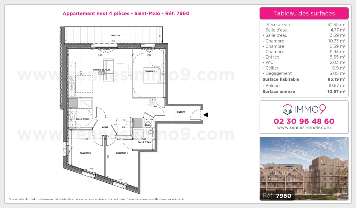 Plan et surfaces, Programme neuf Saint-Malo Référence n° 7960