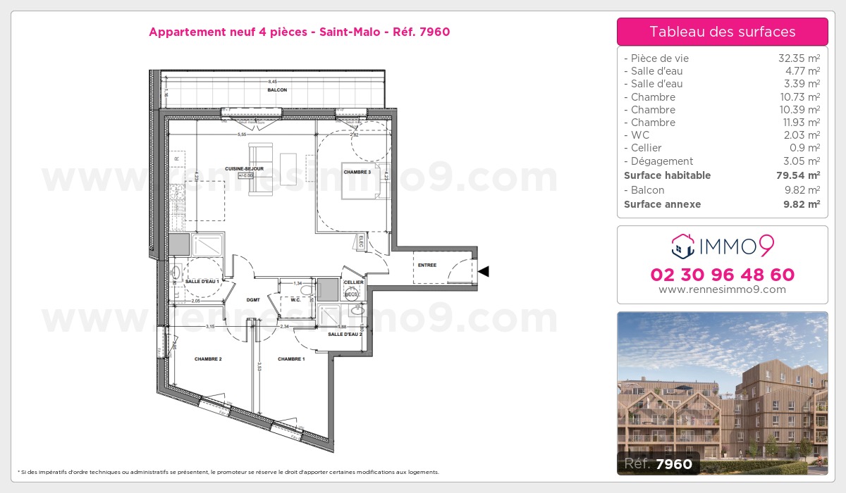 Plan et surfaces, Programme neuf Saint-Malo Référence n° 7960