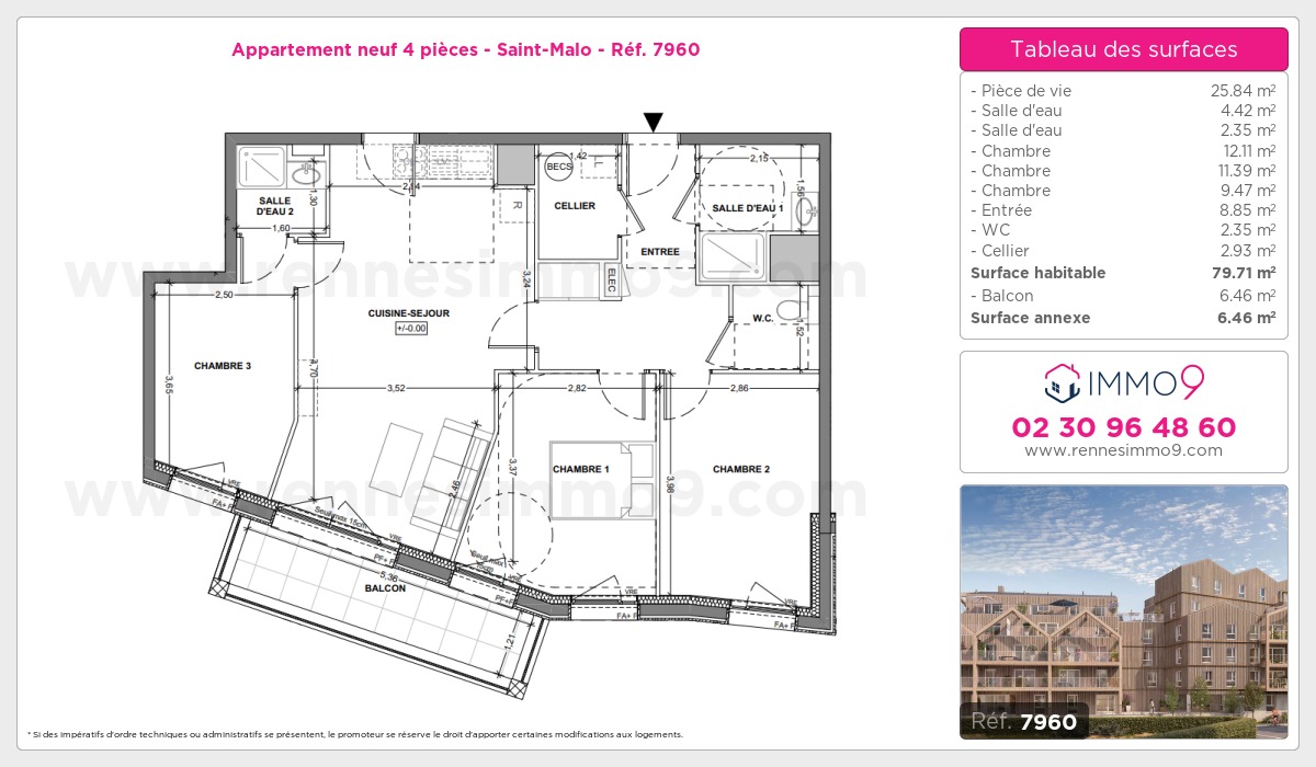 Plan et surfaces, Programme neuf Saint-Malo Référence n° 7960