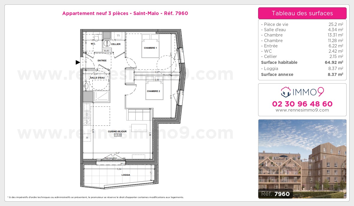 Plan et surfaces, Programme neuf Saint-Malo Référence n° 7960