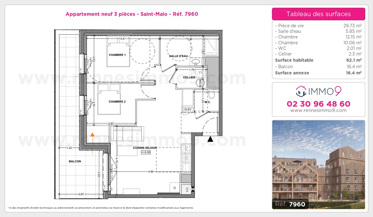 Plan et surfaces, Programme neuf Saint-Malo Référence n° 7960